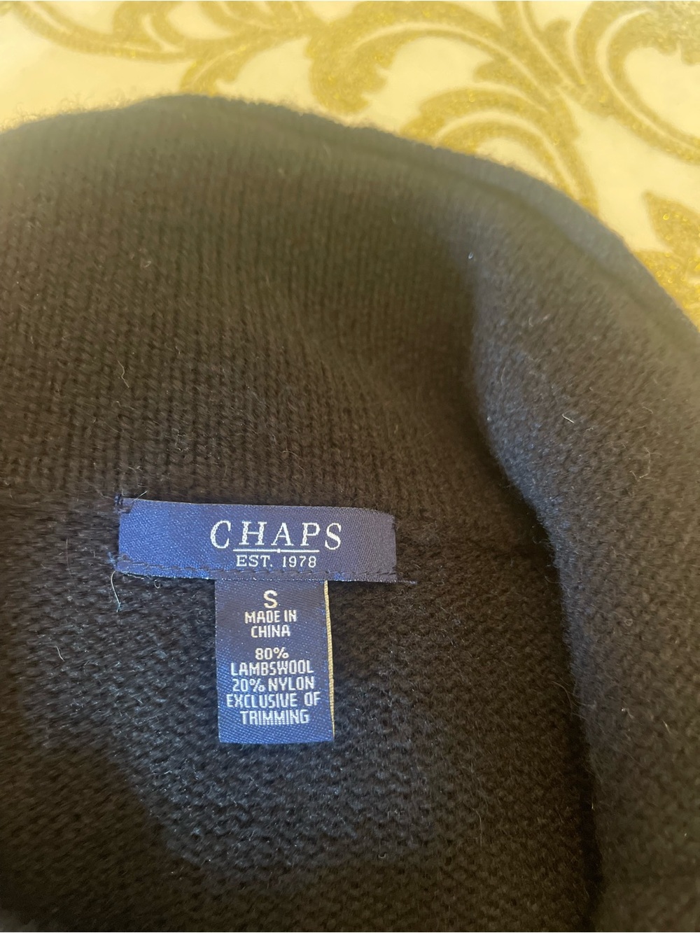 Chaps Black Double-Breasted Pea sweater Coat with Gold Buttons - Picture 5 of 5